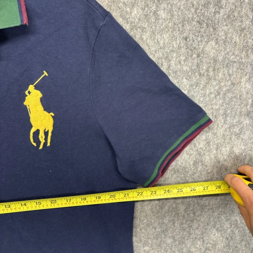 Polo Ralph Lauren Big Pony Shirt Men's Large Classic Fit Blue Yellow Cotton Y2K